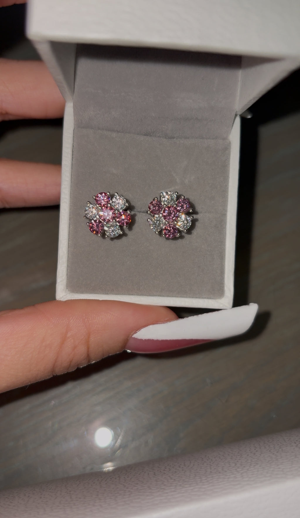 Pink and Silver Flower Earrings