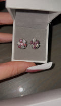 Pink and Silver Flower Earrings